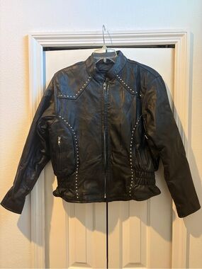 Leather Biker Jacket Black UNIK Premium Studded Moto Lined Rock Punk
